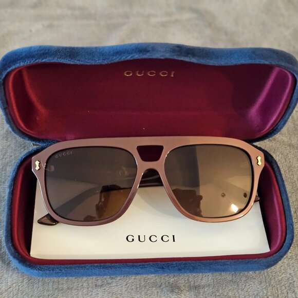 Gucci - Acetate Aviator Sunglasses GG1263S Burgundy main image 5